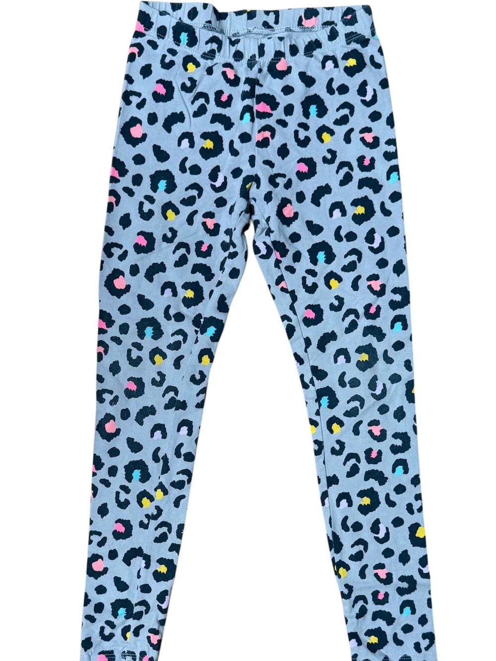 Girls' Gray Leopard Print Leggings with Multicolor Spots